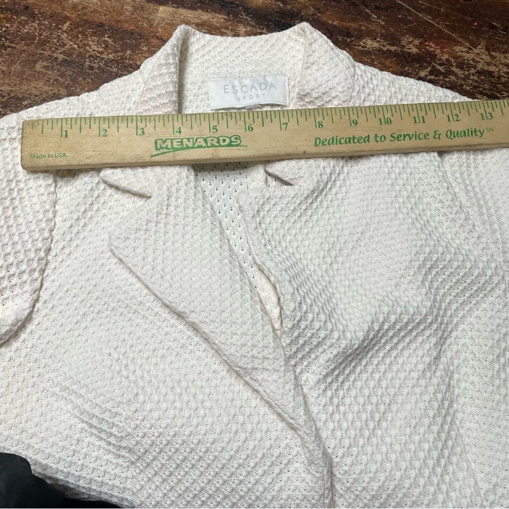 ESCADA SPORT Vintage White Waffle Knit Fitted Blazer Jacket Stand Up Collar XS - Picture 10 of 10